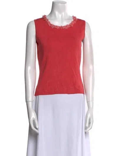Pre-owned Neiman Marcus Silk Scoop Neck Top In Red