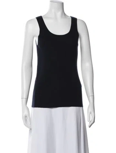 Pre-owned Neiman Marcus Silk Scoop Neck Top W/ Tags In Blue