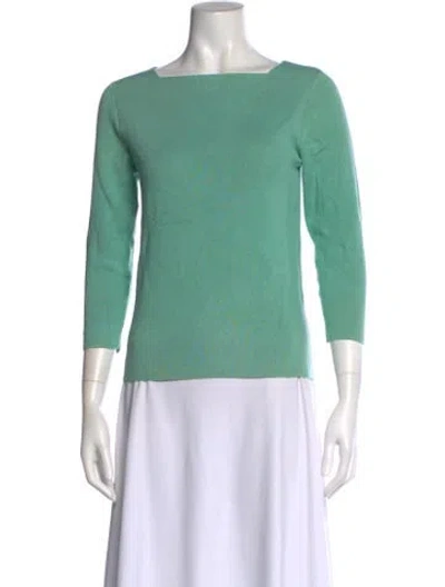Pre-owned Neiman Marcus Silk Square Neckline Top In Green
