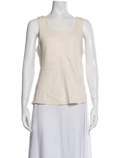 Pre-owned Neiman Marcus Silk Square Neckline Top In Neutrals