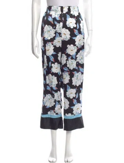 Pre-owned Neiman Marcus Silk Straight Leg Pants In Multi