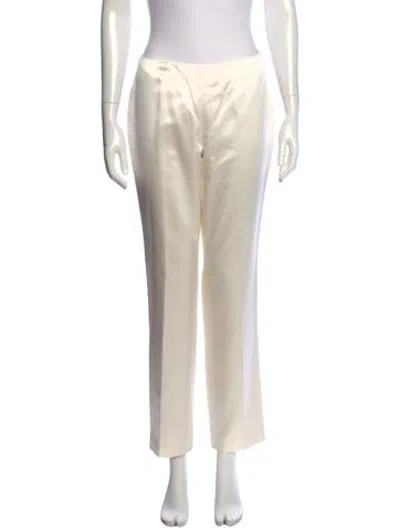 Pre-owned Neiman Marcus Silk Straight Leg Pants In Neutrals