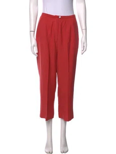 Pre-owned Neiman Marcus Silk Straight Leg Pants In Red
