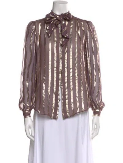 Pre-owned Neiman Marcus Silk Striped Blouse In Purple