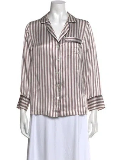Pre-owned Neiman Marcus Silk Striped Button-up Top In Multicolor
