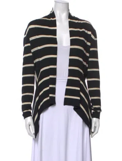 Pre-owned Neiman Marcus Silk Striped Sweater In Black