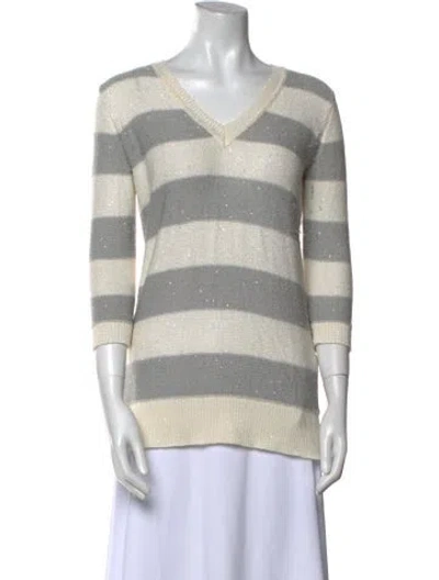 Pre-owned Neiman Marcus Silk Striped Sweater In Multi