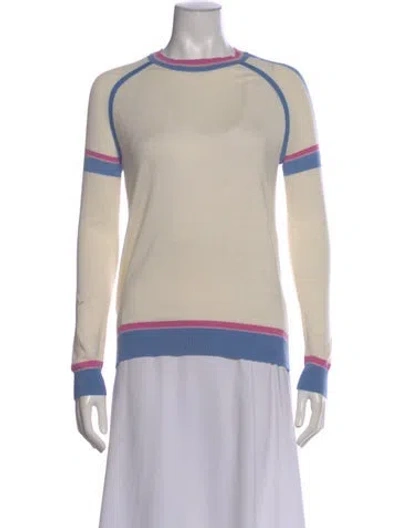 Pre-owned Neiman Marcus Silk Striped Sweater In Neutral