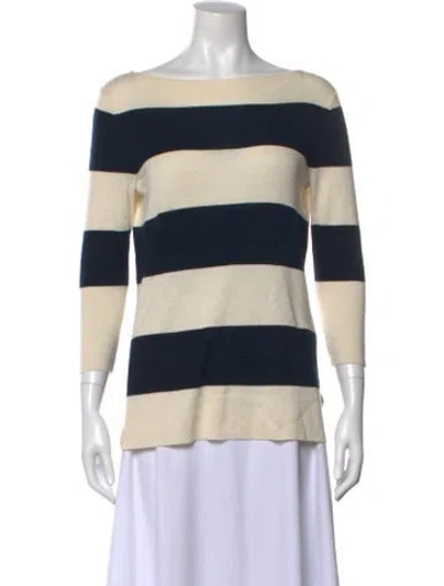 Pre-owned Neiman Marcus Silk Striped Top In Blue