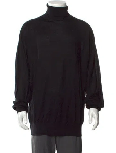 Pre-owned Neiman Marcus Silk Turtleneck Pullover In Black