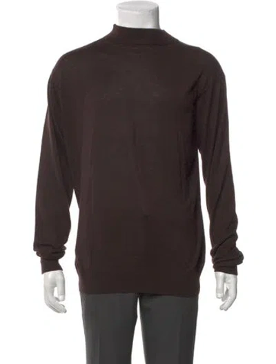 Pre-owned Neiman Marcus Silk Turtleneck Pullover In Brown