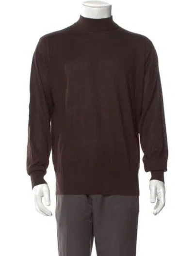 Pre-owned Neiman Marcus Silk Turtleneck Pullover In Brown