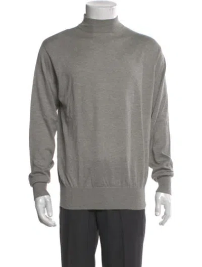 Pre-owned Neiman Marcus Silk Turtleneck Pullover In Gray