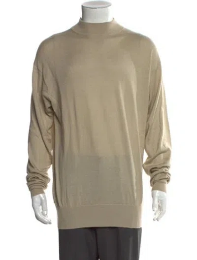 Pre-owned Neiman Marcus Silk Turtleneck Pullover In Neutral