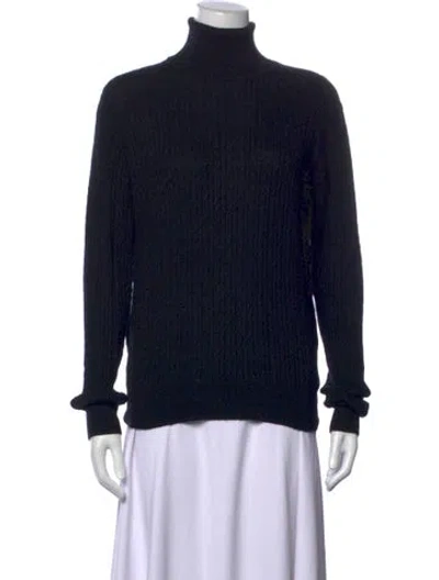 Pre-owned Neiman Marcus Silk Turtleneck Sweater In Black
