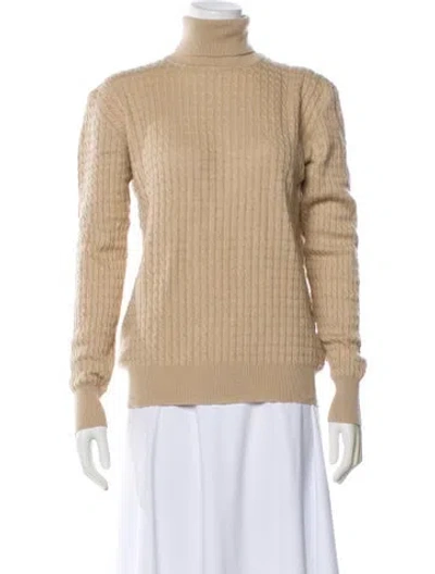 Pre-owned Neiman Marcus Silk Turtleneck Sweater In Neutral