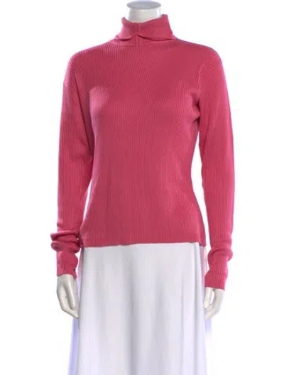 Pre-owned Neiman Marcus Silk Turtleneck Sweater In Pink
