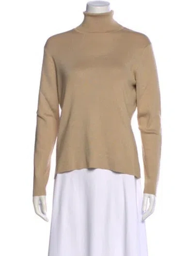 Pre-owned Neiman Marcus Silk Turtleneck Top In Neutral