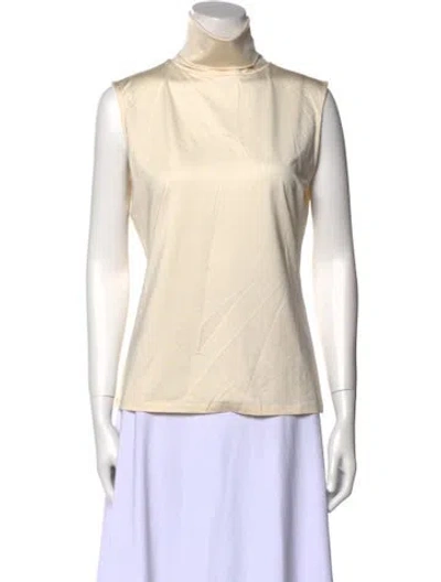 Pre-owned Neiman Marcus Silk Turtleneck Top In Neutral