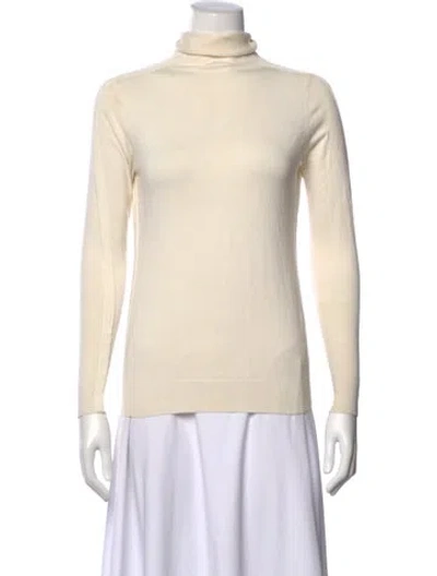 Pre-owned Neiman Marcus Silk Turtleneck Top In Neutral