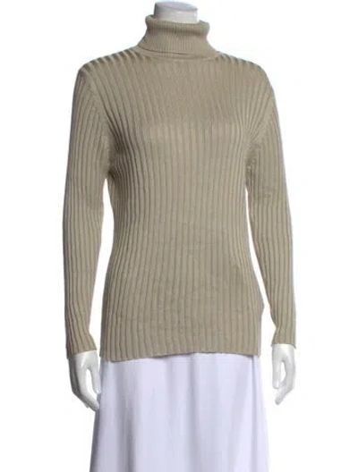Pre-owned Neiman Marcus Silk Turtleneck Top In Neutral