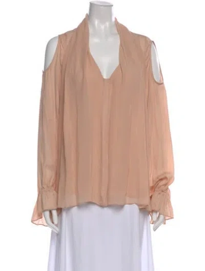 Pre-owned Neiman Marcus Silk V-neck Blouse In Pink