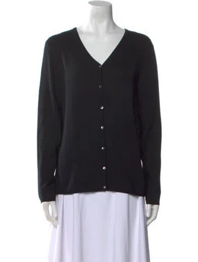 Pre-owned Neiman Marcus Silk V-neck Sweater In Black