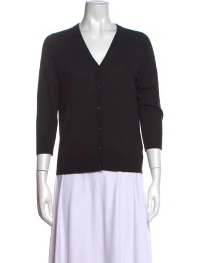 Pre-owned Neiman Marcus Silk V-neck Sweater In Black