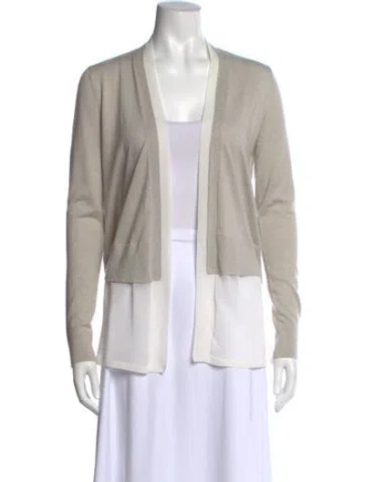 Pre-owned Neiman Marcus Silk V-neck Sweater In Neutral