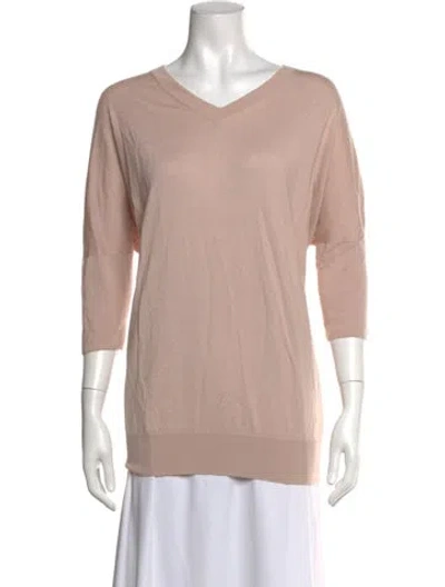 Pre-owned Neiman Marcus Silk V-neck Sweater In Pink
