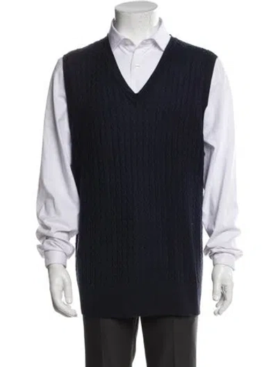 Pre-owned Neiman Marcus Silk V-neck Sweater Vest In Blue