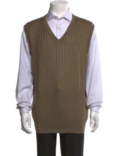 Pre-owned Neiman Marcus Silk V-neck Sweater Vest In Multicolor