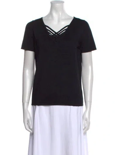 Pre-owned Neiman Marcus Silk V-neck T-shirt In Black