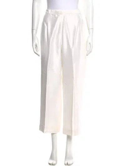 Pre-owned Neiman Marcus Silk Wide Leg Pants In White