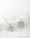 Neiman Marcus Silver Bling Martini Glasses, Set Of 2 In Transparent