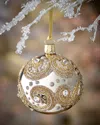 Neiman Marcus Silver Halo Glitter Glass Ornament In Multi