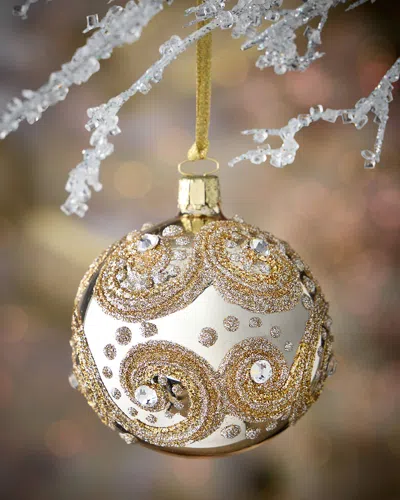 Neiman Marcus Silver Halo Glitter Glass Ornament In Multi