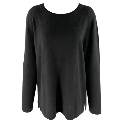 Pre-owned Neiman Marcus Size Xl Black Cashmere Crewneck Sweater