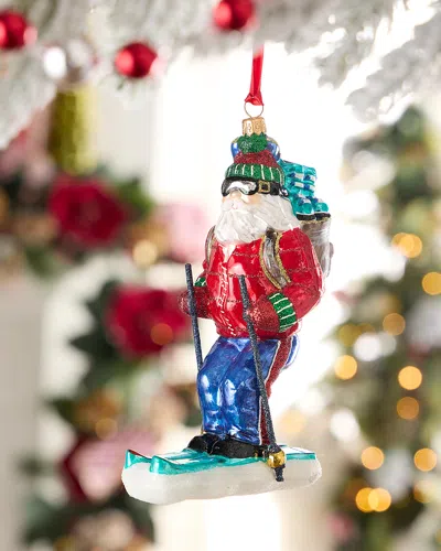 Neiman Marcus Skiing Santa Christmas Ornament In Multi
