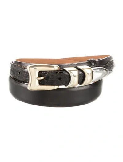 Pre-owned Neiman Marcus Skinny Leather Belt In Black