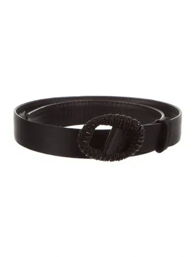 Pre-owned Neiman Marcus Skinny Satin Waist Belt In Black