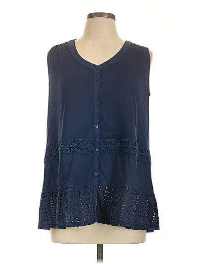 Neiman Marcus Sleeveless Blouse In Blue