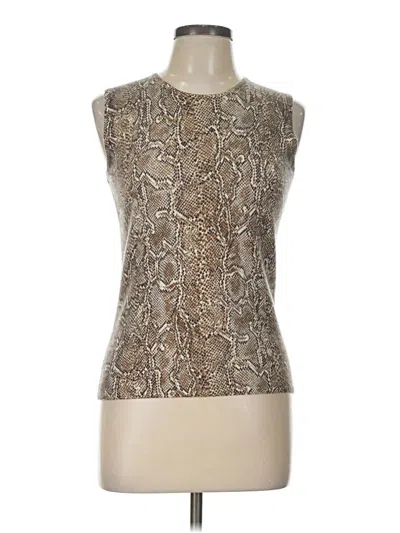 Pre-owned Neiman Marcus Sleeveless Top Tan High Neck Tops