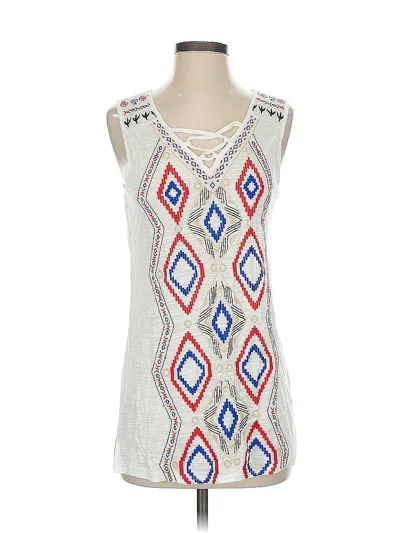 Pre-owned Neiman Marcus Sleeveless Top White Keyhole Neckline Tops