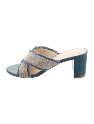 Pre-owned Neiman Marcus Slides In Blue