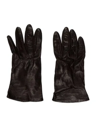 Pre-owned Neiman Marcus Solid Leather Gloves In Brown