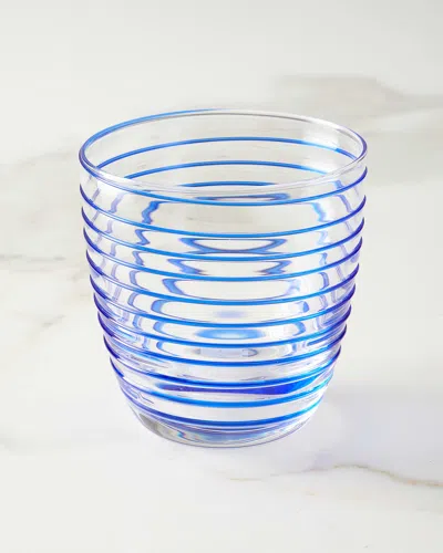 Neiman Marcus Spiral 12 Oz. Double Old-fashioned Glasses, Set Of 4 In Blue