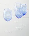 Neiman Marcus Spiral Wine Glasses, Set Of 4 In Blue