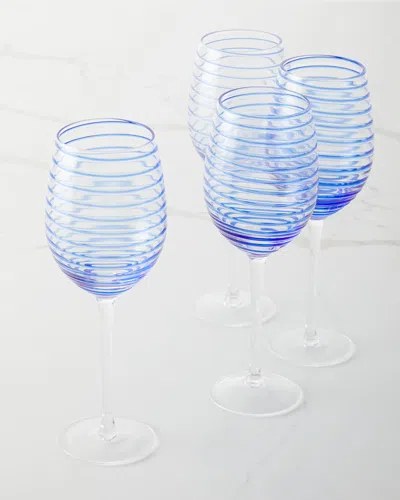 Neiman Marcus Spiral Wine Glasses, Set Of 4 In Blue