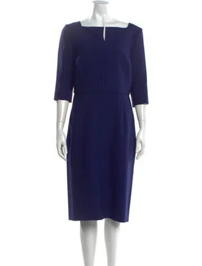 Pre-owned Neiman Marcus Square Neckline Knee-length Dress In Blue